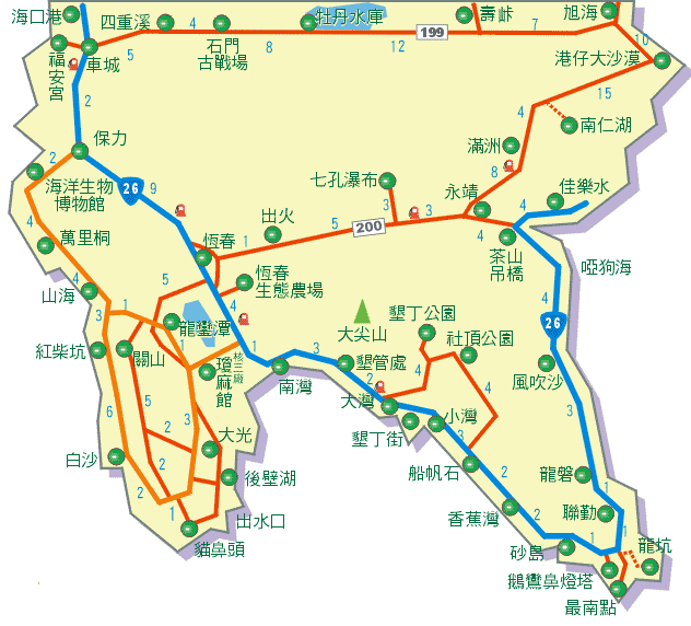放下行李,我们就迫不及待的开始环岛行了~先熟悉下垦丁的地图