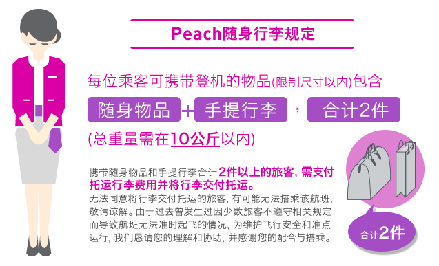 关于乐桃航空,请问免费手提行李在多少公斤,购